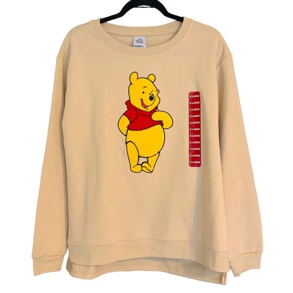 Disney Tops - Winnie The Pooh Disney Women’s Crewneck Fleece Sweatshirt Beige Size XL NWT